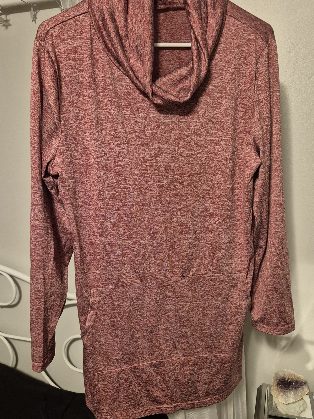 Women's Marled Long-Sleeve Hooded Tunic - Pink
